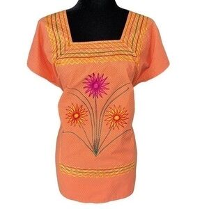 Women’s Mexican Handcrafted Chain Embroidered Summer Blouse